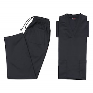 Medical Uniform TOP AND BOTTOM Unisex V-Neck 100 % Cotton Nurse Suit Hospital Uniform Healthcare Work Wear Black TC