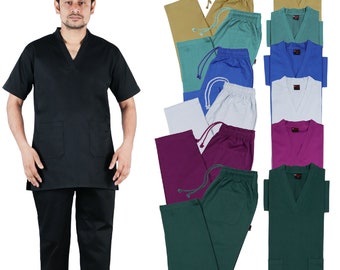 Medical Uniform TOP AND BOTTOM Unisex V-Neck 100 % Cotton  Nurse Suit | Hospital Uniform |  Healthcare Work Wear