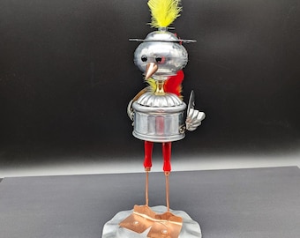 Upcycled Bird Sculpture: Found Object Assemblage Art