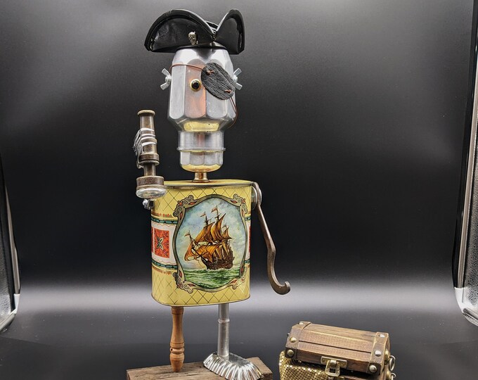 Found Object Pirate - Assemblage Art Sculpture - Upcycled Repurposed ...