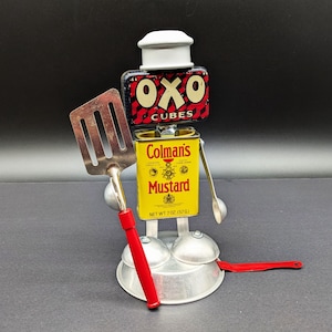 Found object chef sculpture - Vintage kitchen assemblage - upcycled repurposed art - Assemblage art