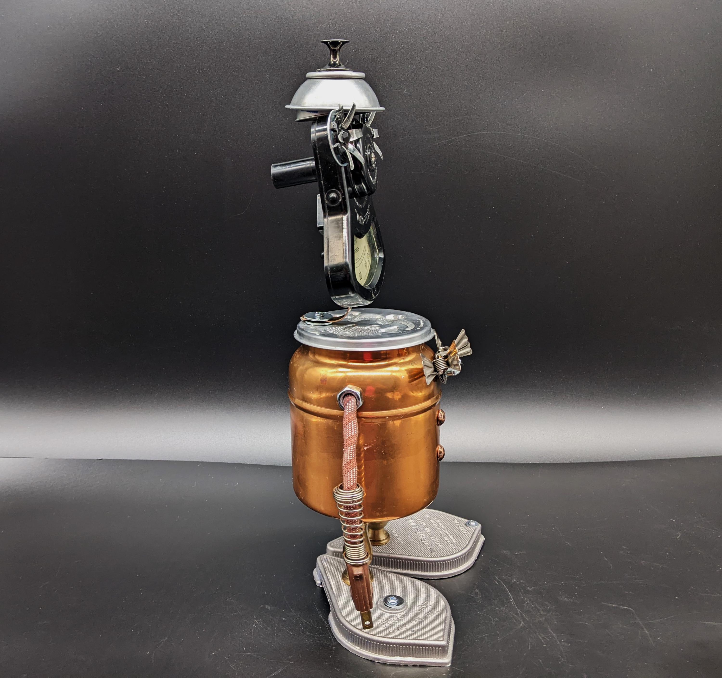 Meter Head Found Object Robot Sculpture - Assemblage Art