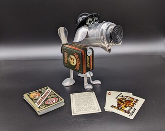 Gentleman Dog - Found object robot art - Assemblage art sculpture - Jack Daniels