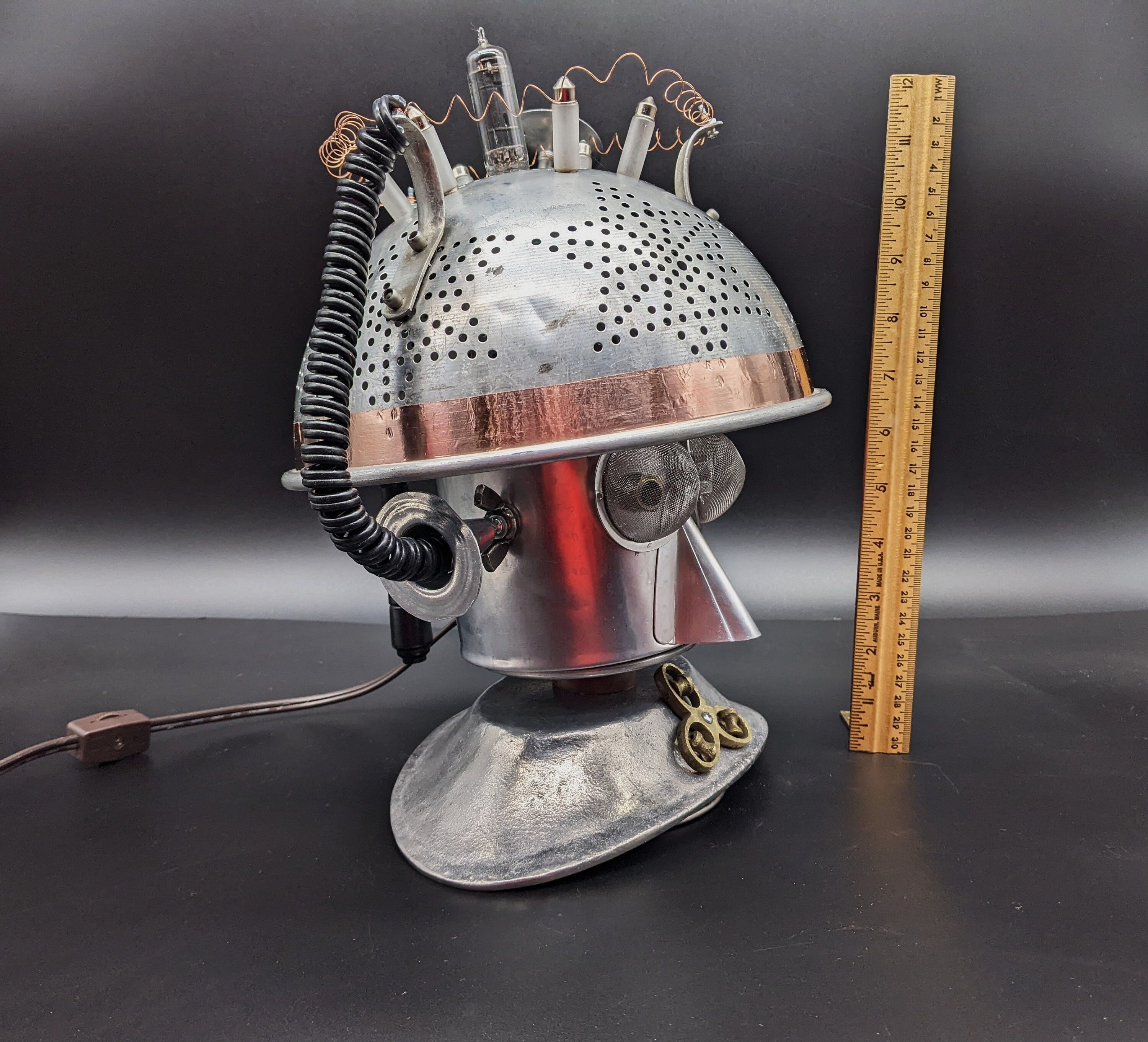 Upcycled Robot Lamp: Alien Listening Device Helmet, Found Object Art - Etsy