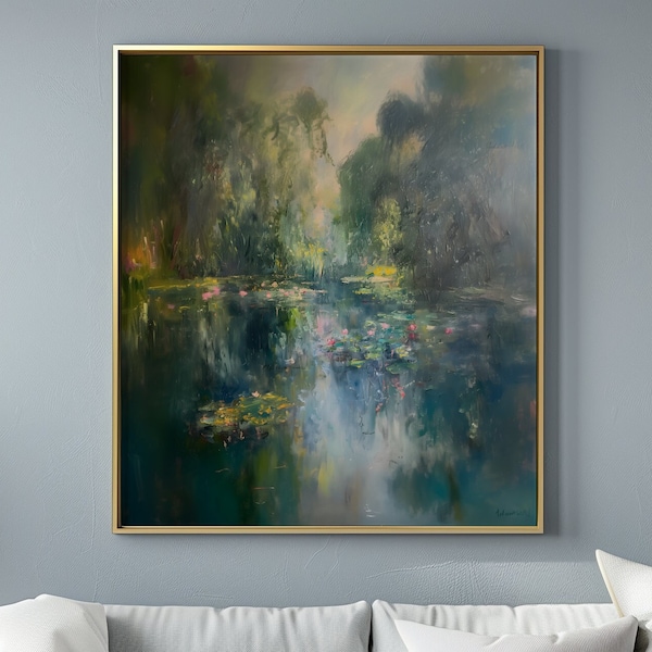 Tableau impressionniste français de paysage vintage | Style Claude Monet | Impression NUMÉRIQUE | Nénuphars | Floral éthéré | Décoration murale imprimable