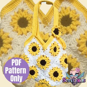 Sunflower Tote Bag Market Bag Crochet Pattern PDF | Crochet Pattern Amigurumi Digital Download