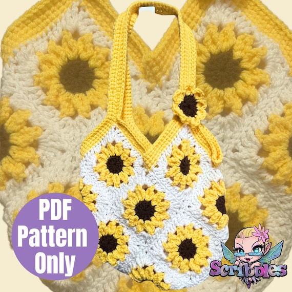 Sunflower Tote Bag Market Bag Crochet Pattern PDF | Crochet Pattern Amigurumi Digital Download