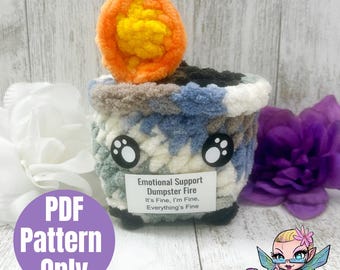 No Sew Mini Dumpster Fire Plush Pattern PDF | Crochet Pattern Amigurumi Digital Download