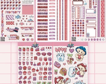 February Planner Stickers - 2026 - Romance, Love, Valentine's Day, Monthly Kit