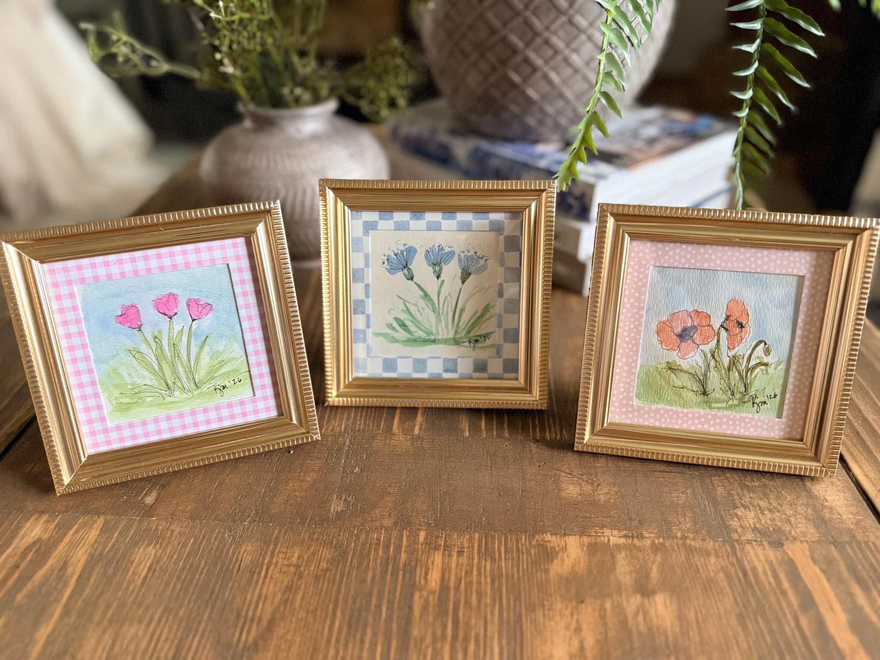 Framed Mini Abstract Floral Watercolor Painting - Etsy
