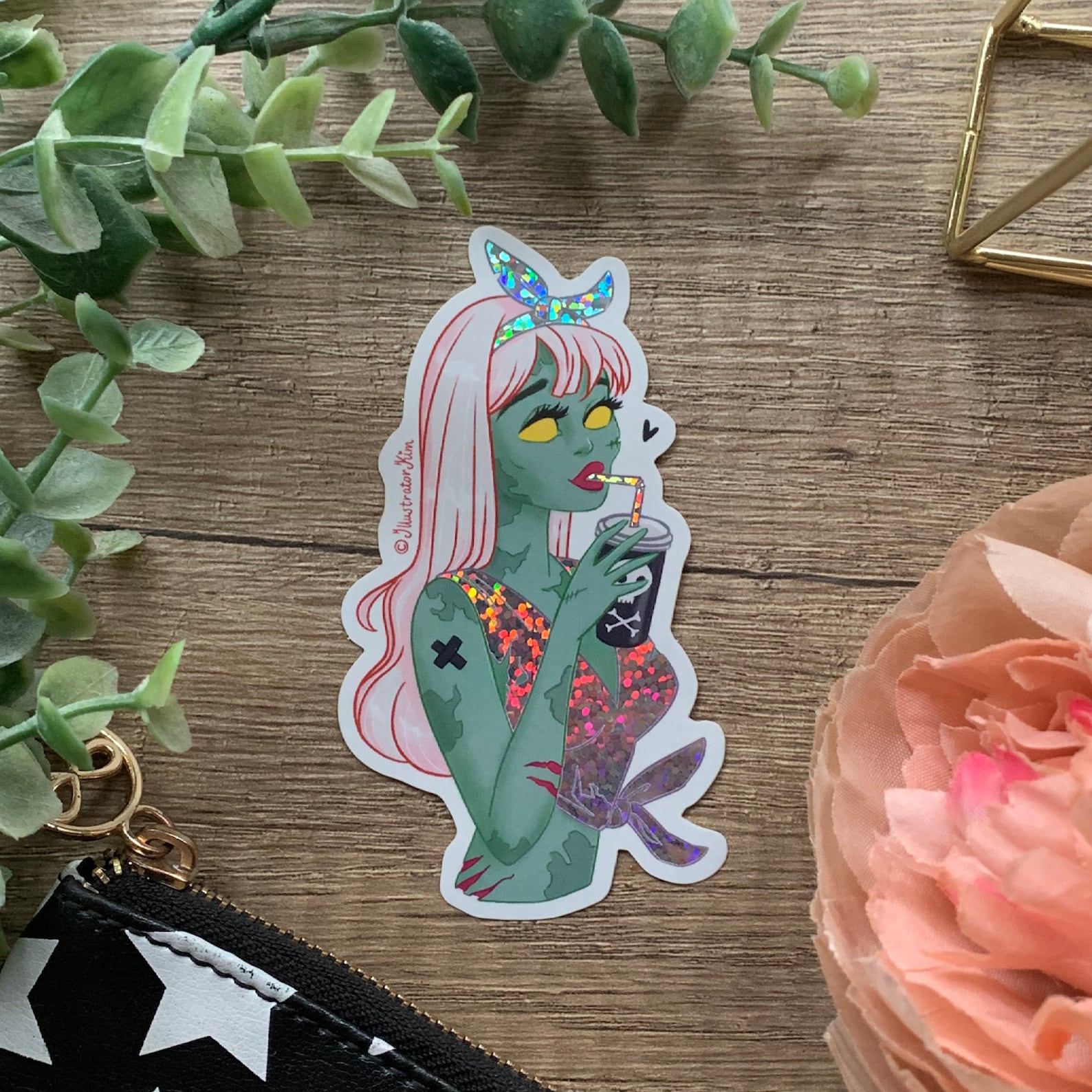 Glitter Zombie Sticker Etsy