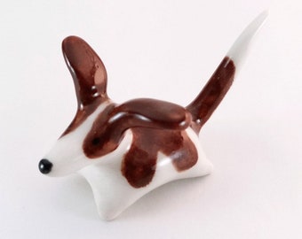 Custom order simple porcelain dog memorial pet portrait, custom miniature doggy memorial keepsake, wee ceramic clay dog collectable figurine