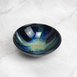 Black green stoneware bowl, blue green, handmade pottery, medium bowl, handthrown ceramic bowl, food safe, microwave safe, ready to ship