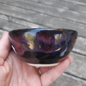 Small blue red porcelain bowl, dark blue pottery bowl, dark red small bowl, dessert, handthrown ceramic bowl, food safe, ready to ship