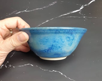 Light blue stoneware bowl, blue green pottery bowl, medium bowl, handthrown ceramic bowl, food safe, microwave safe, ready to ship
