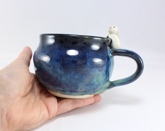 Custom animal mug potbellied, pottery mug with animal, personalized, coffee cup, tea cup, ceramic cup, custom pet, food safe, microwave safe