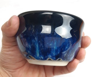 Black blue stoneware tumbler, stoneware pottery cup, handthrown ceramic cup, handleless cup, tumbler, food safe, ready to ship