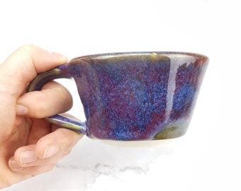 DISCOUNTED IMPERFECT purple stoneware coffee cup, purple pink pottery cup, handthrown ceramic, tea cup, gift, food safe, ready to ship