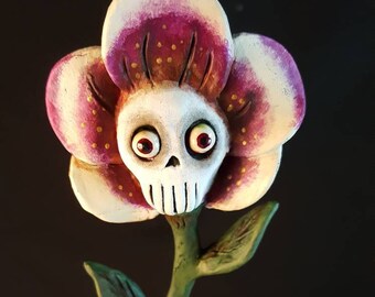 Skull Flower Halloween Folk Art Dark Art