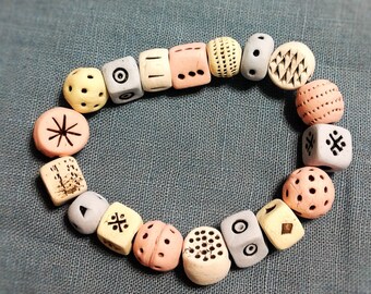 Handmade Ceramic Bracelet Unisex with Magic Signs