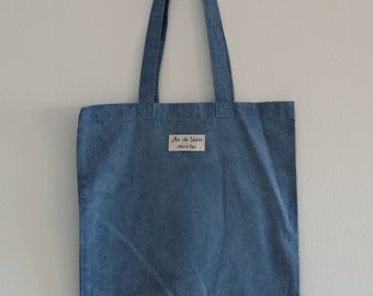 TOTE BAG . Hand dyed cotton tote bag with Natural Dyes. Blue color. Indigo. Natural Dyes Botanical Dyes