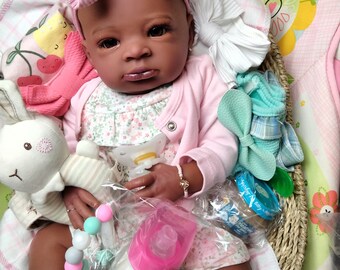 Ready to Ship "MayceJanay" AA Black Reborn Ethnic Baby Girl