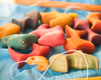 Fishing Coloured - food Coloring - Waldorf toys - Montessori materials - Gross Motor Skills -wooden play toy food