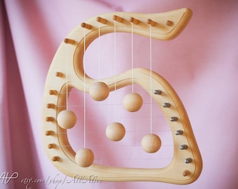 Door Harp Sigma - Maple wood - White Yellow color - Unique shape design - Natural style - Music - Kindergarten- Waldorf