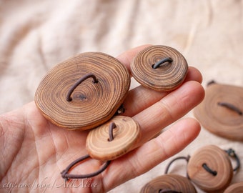 Scrunchie Hair tie with wooden decoration Button - wooden slice - Hair accessory - Gift for her