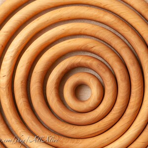 Wooden Natural color stacking Circles set Throw Rings Game Unpainted Waldorf toys Montessori materials Set of 7 image 4