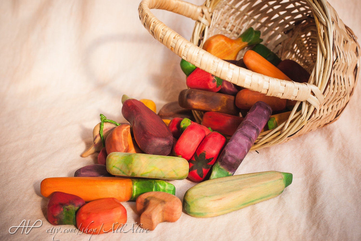 wooden play fruit and vegetables