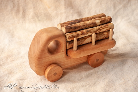 Waldorf Wooden Push Car Logging Truck Wooden Toy Vehicle - Etsy