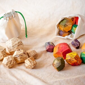 Wooden stones Unique fermented beech texture Colorful Tumi ishi Rainbow colours Waldorf toys Montessori materials image 2