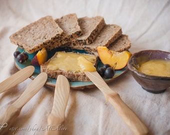 Wooden knife - Butter knives - Wooden cheese spreader - Ash wood - Waldorf style - Kids knife - Wood cookware