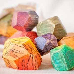 Wooden stones Unique fermented beech texture Colorful Tumi ishi Rainbow colours Waldorf toys Montessori materials image 6