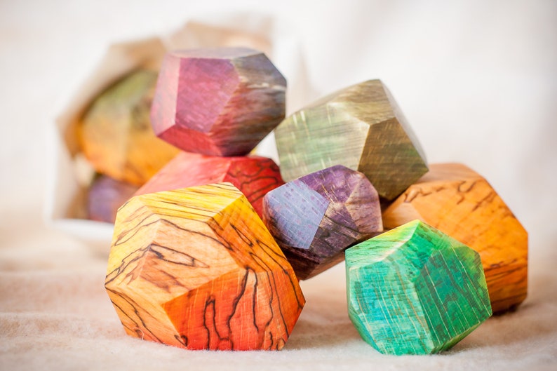 Wooden stones Unique fermented beech texture Colorful Tumi ishi Rainbow colours Waldorf toys Montessori materials image 6