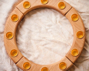 Waldorf inspired Birthday Ring candlestick set of 4 pcs - Celebration ring - natural woods candle holder with metal holders - Waldorf decor