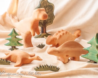 Wooden toy Dinosaurs - quite big - Thicker and detailed - simple style - Waldorf inspired Home decoration - natural style