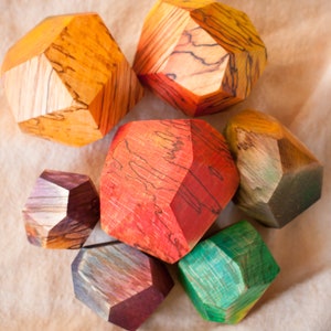 Wooden stones Unique fermented beech texture Colorful Tumi ishi Rainbow colours Waldorf toys Montessori materials image 9