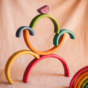 Wooden Rainbow Stacker - Colorful - Waldorf Toys - Montessori Materials ...
