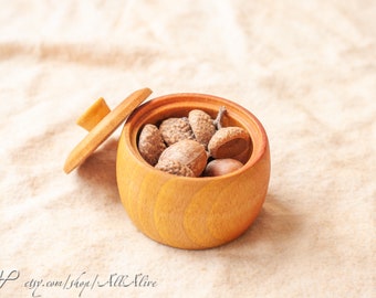 Caja de madera para guardar tesoros "Olla naranja" - Inspirada en Waldorf - para la sala de juegos de la guardería