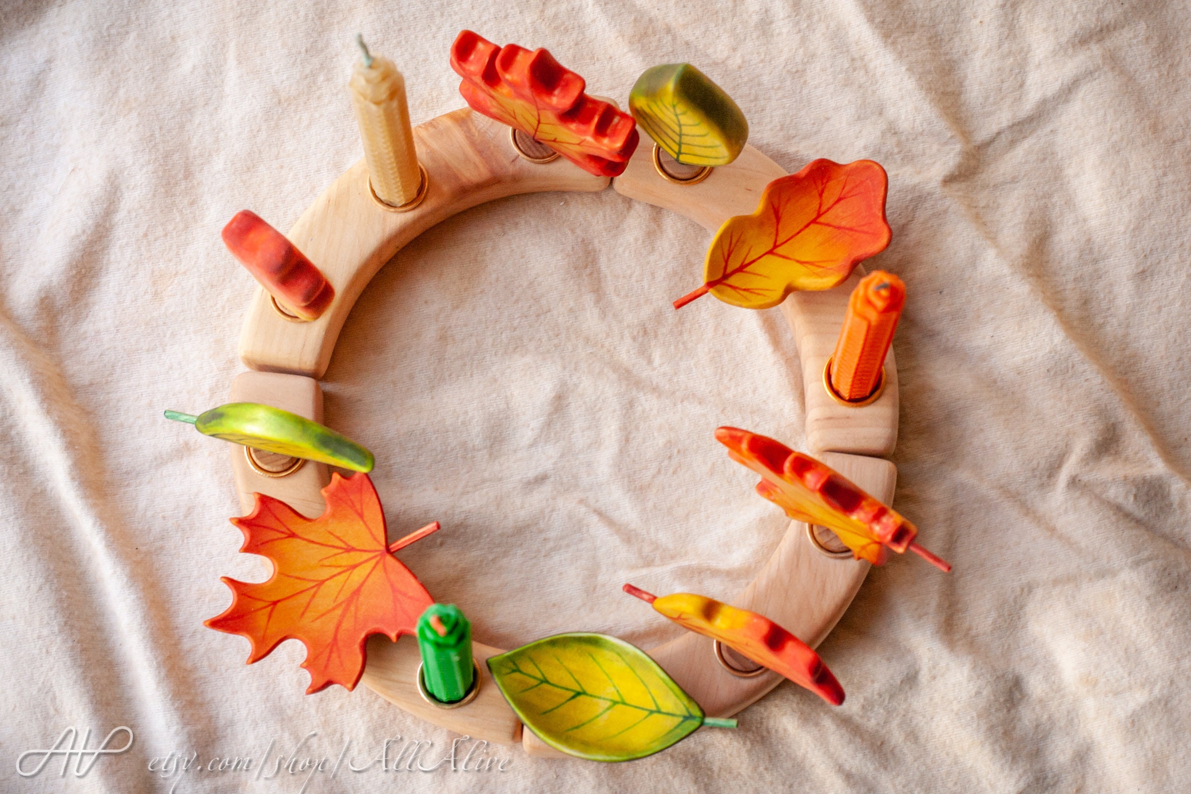 Autumn Leaves Set - Birthday Ring and Advent Spiral Decorations