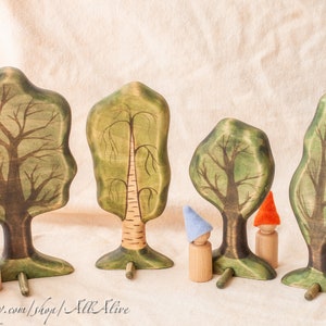 Wood Forest smaller toy set - Leafy trees - 4pcs.- Wooden trees - Waldorf toys. Montessori materials. Nature table - Home decoration set