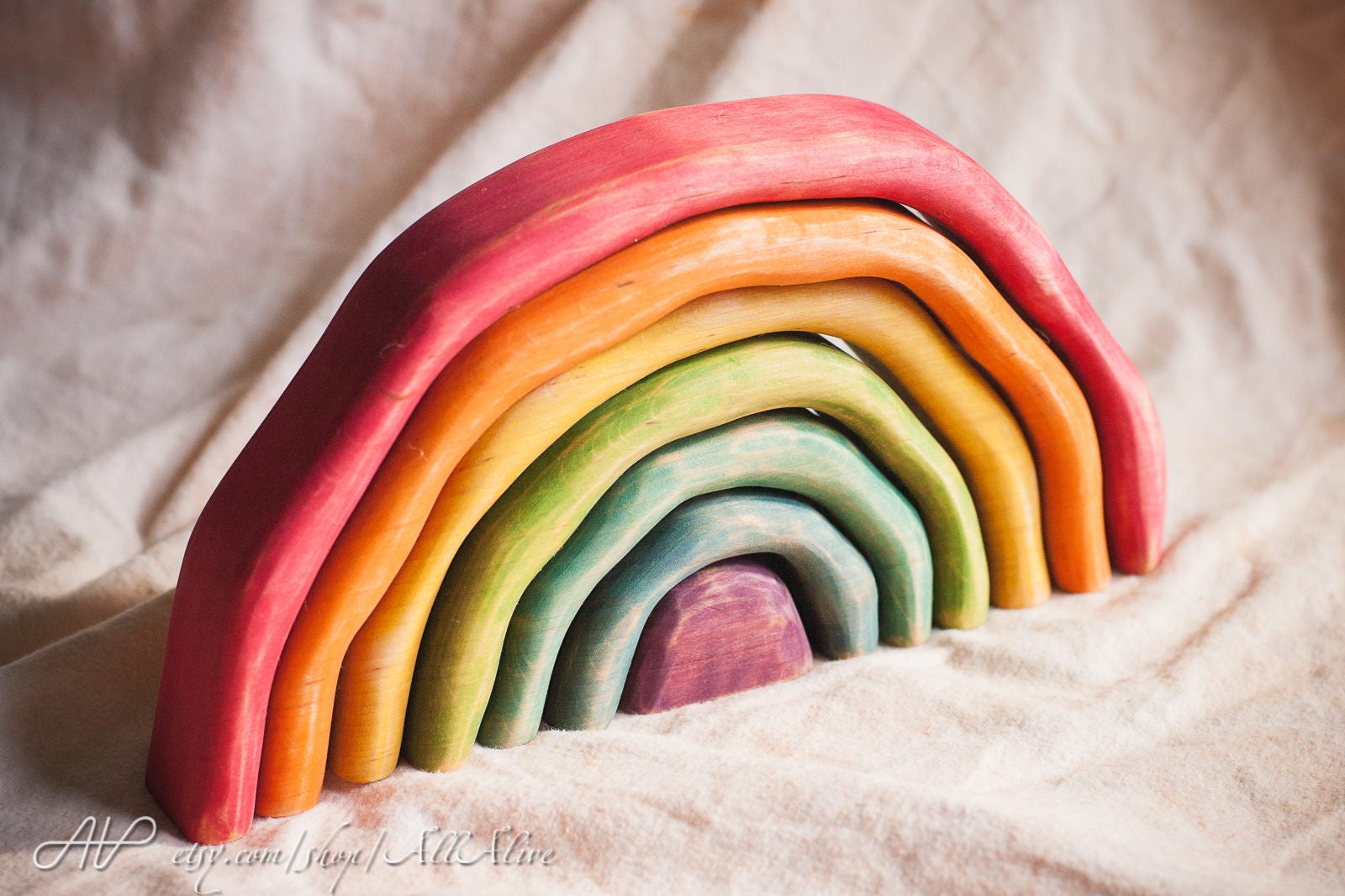 Wooden Unique Wavy Rainbow Stacker - Colorful - Waldorf Toys ...