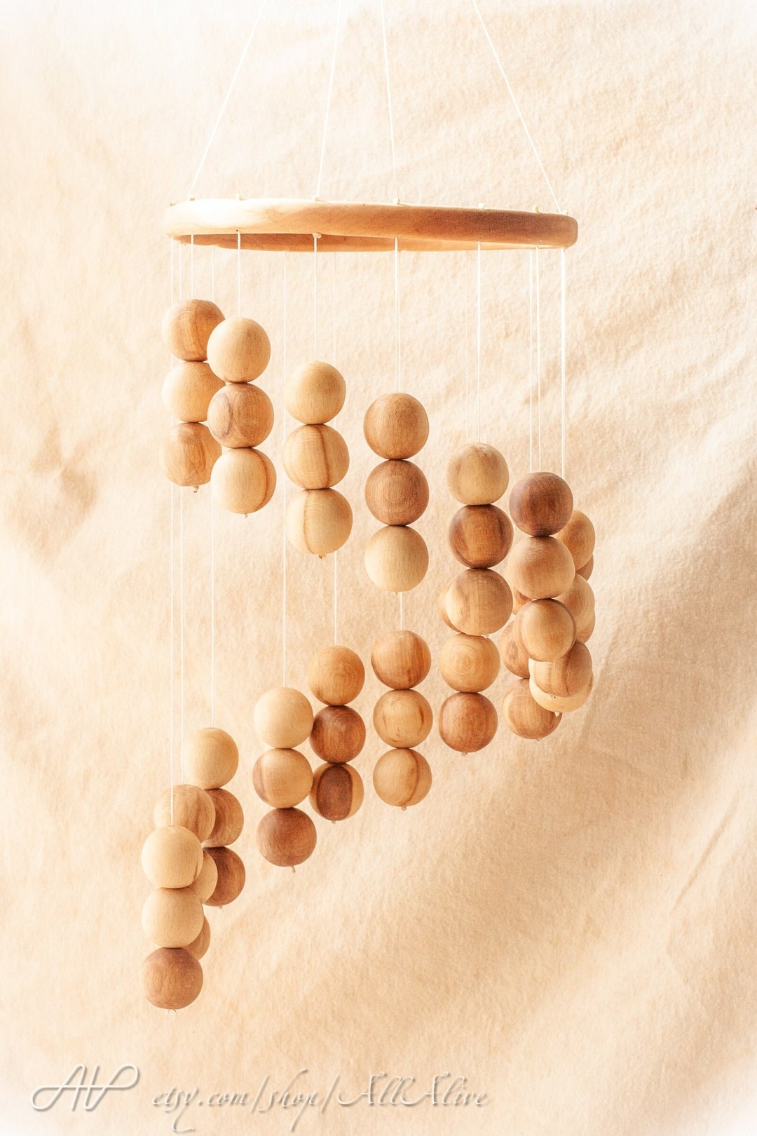 Simple and Pretty Wooden Nursery Mobile Spiral of Wooden Etsy