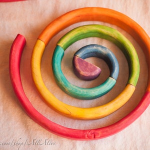 Wooden Rainbow Stacker - Colorful - Waldorf Toys - Montessori Materials ...