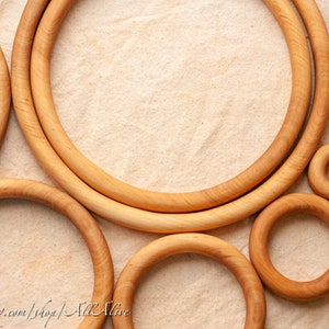 Wooden Natural color stacking Circles set Throw Rings Game Unpainted Waldorf toys Montessori materials Set of 7 image 5