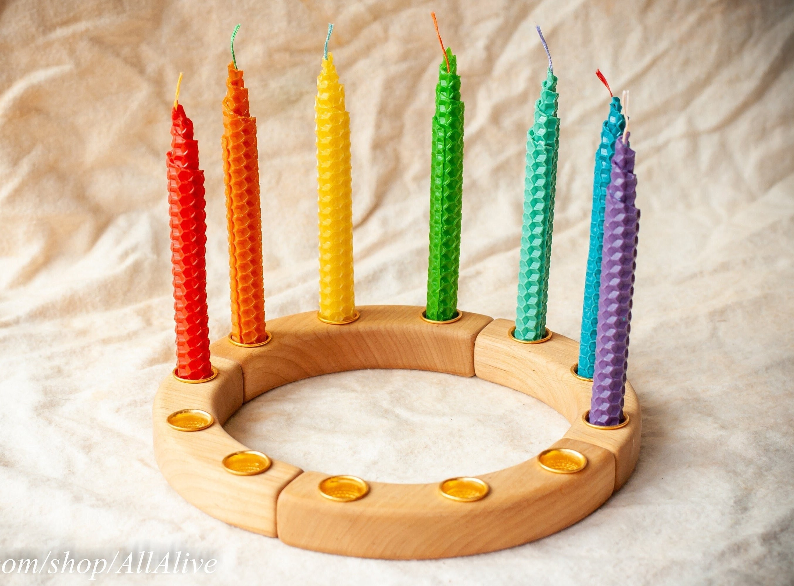 Waldorf Inspired Birthday Ring Candlestick Set of 4 Pcs