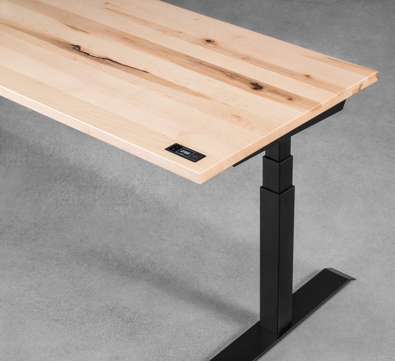 Sit Stand Desk Maple Wood