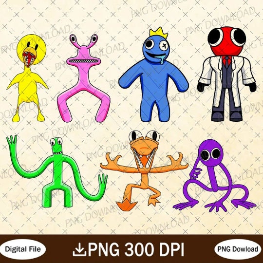 Rainbow Friends PNG Bundles, Gamer Rainbow Friends Design, Rainbow Family  Character Png, Rainbow Birthday-Download File